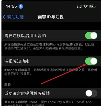 成都苹果14维修网点分享iPhone14注视感知功能有什么用 